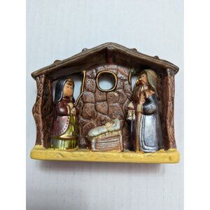 Nativity Scene Pottery hand painted hobbyist piece  4x4 inch 2007 Christmas